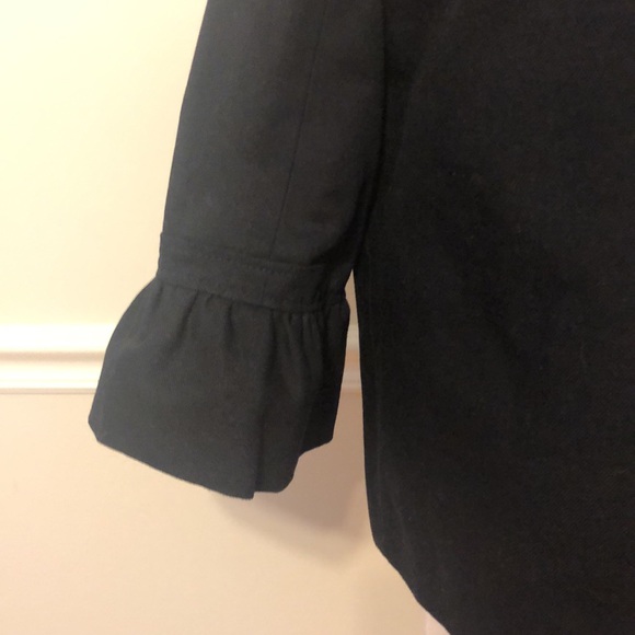 J. Crew black linen 3/4 ruffle sleeve jacket sz 4 - Picture 4 of 7